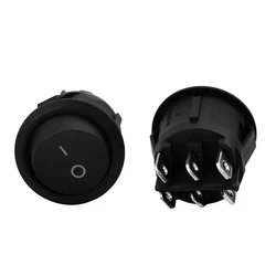 Round Rocker Power Switch AC 6 Pin 2 Position ON/Off Power Switch Black Button for Car Boat Rocker Switch Toggle KCD1-206