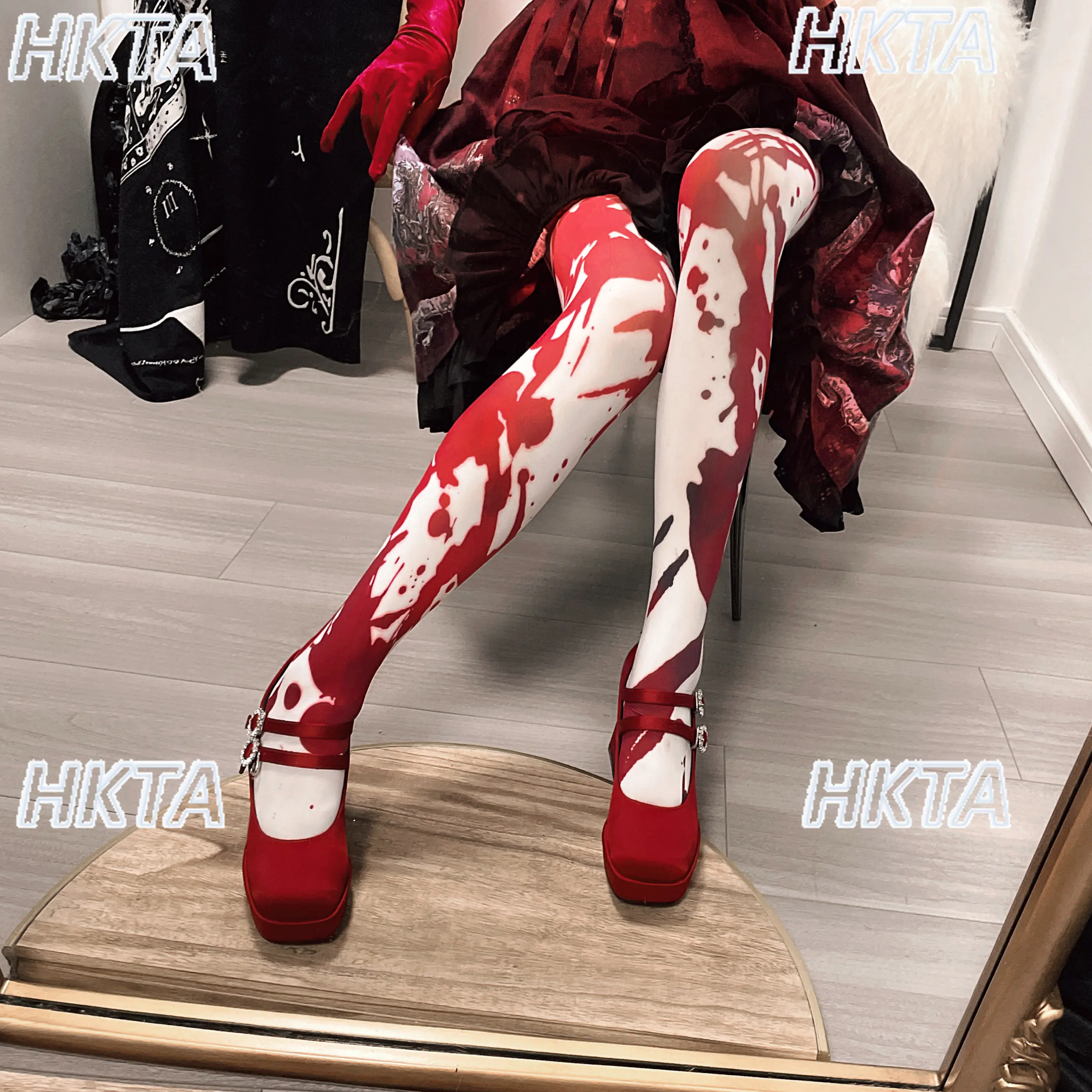 

Dark Goth Subculture Punk Spring New Hot Girl Print Pantyhose Stockings Halloween Cosplay Personality Y2k Thigh High Socks Women