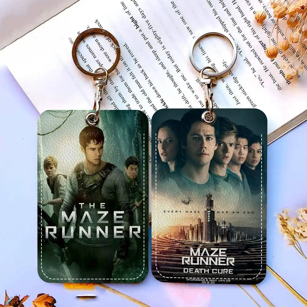 

Фильм серии The Maze Runner Прямоугольный чехол для удостоверения личности Брелок для ключей Сумка для ключей Кольцо для ключей Кожаный держатель для карт Брелок для ключей Доступ