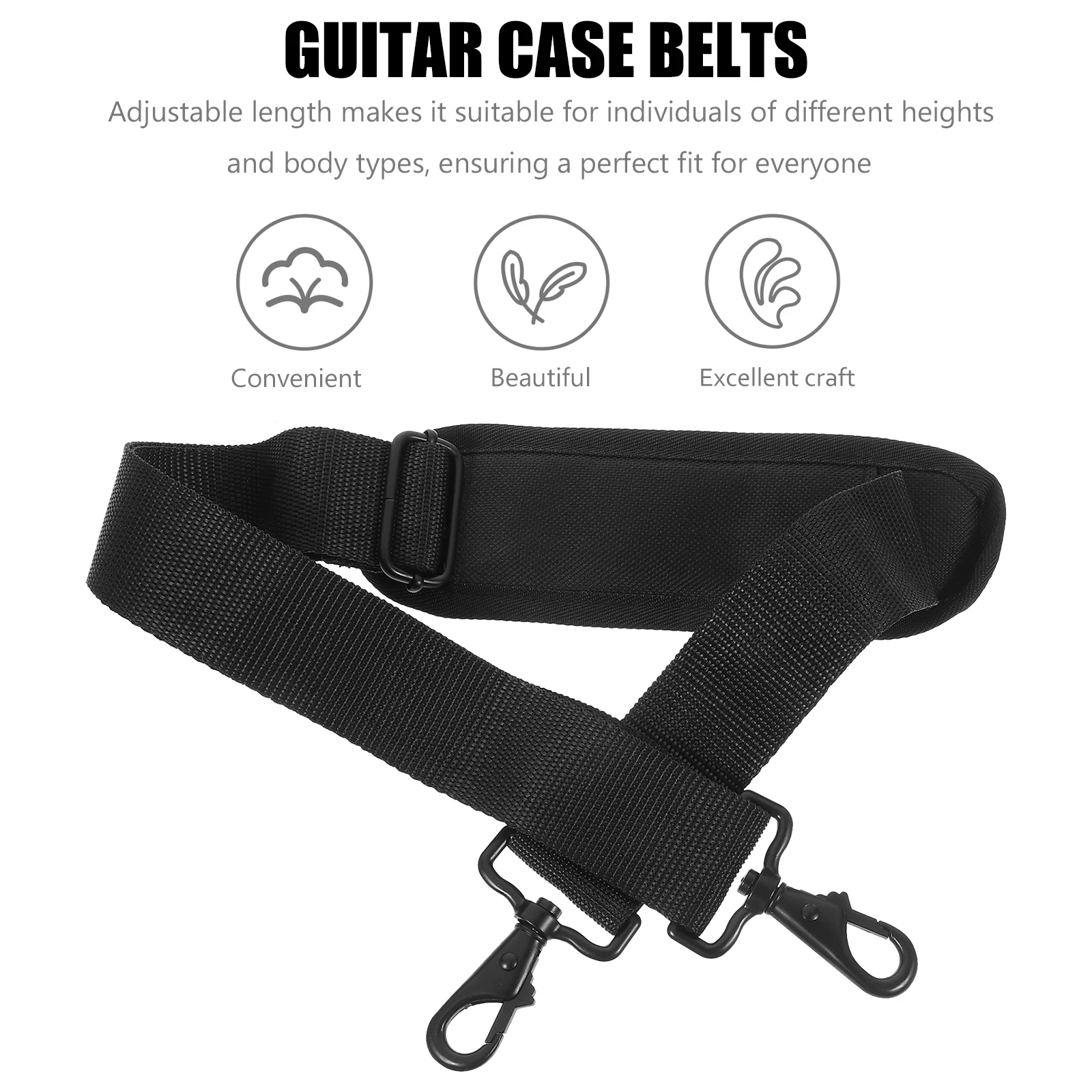 

2 Pcs Musical Instrument Bag Strap Straps for Case Belts Black Shoulder Adjustable
