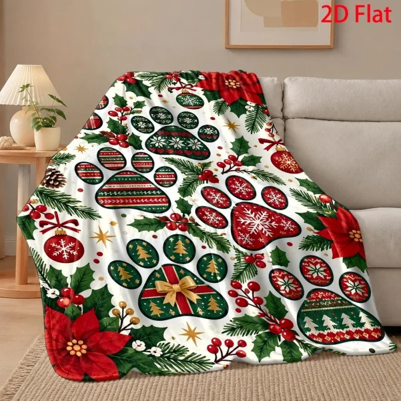 Christmas Water City Stone Bridge Scenery Print Flannel Throw Blanket,Snowy European Town Landscape Pattern Soft Blanket