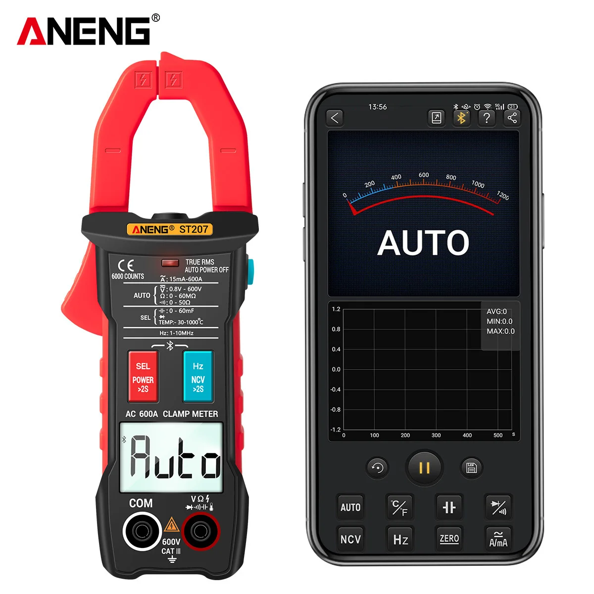 Aneng An9002 Bluetooth App Smart Anti-Burn Multimeter Anti-Burn Remote Data Monitoring Online Weerstand Power