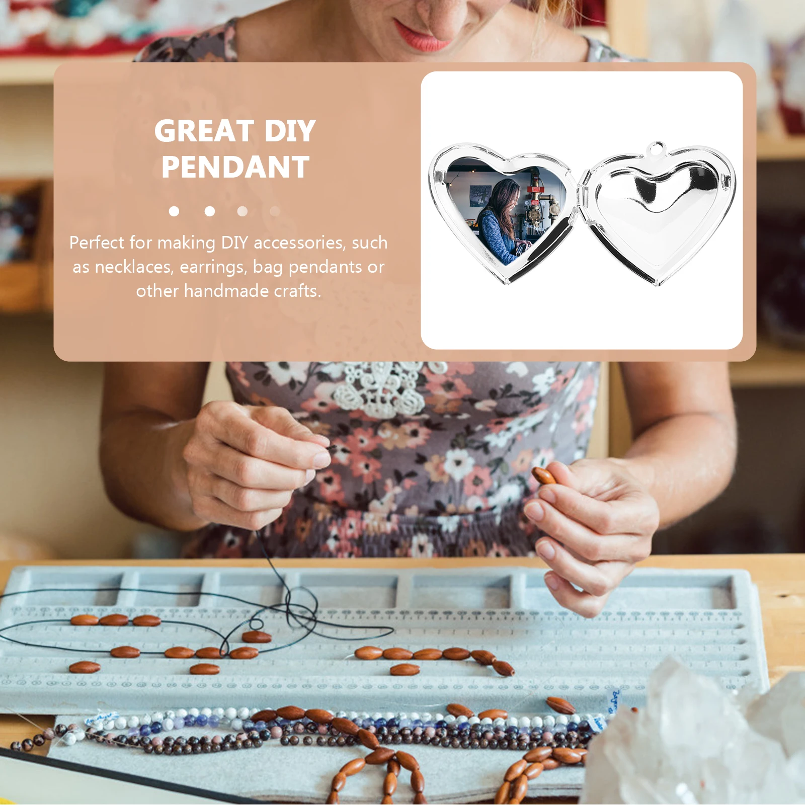 

2pcs Heart Photo Metal Pendant Necklace Women Girls Durable With Fine Craftsmanship Ideal Wedding Anniversary Birthday Gifts Diy