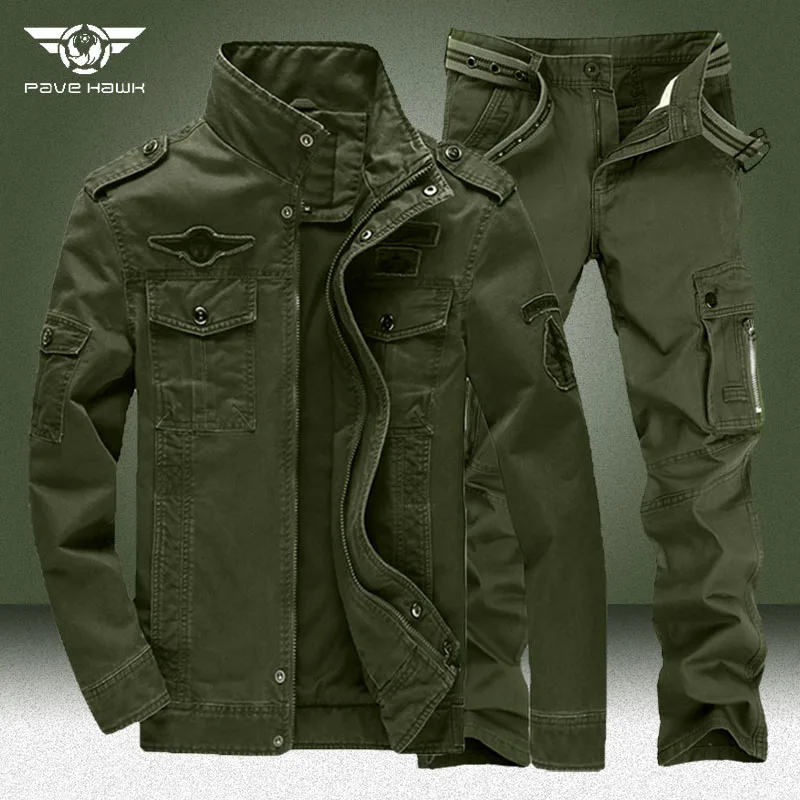 Military Airsoft Clothes Sets Men Multi-pocket Cargo Jackets Pants Paintball Suits Windproof Bomber Tactical Coats Set Size 6XL