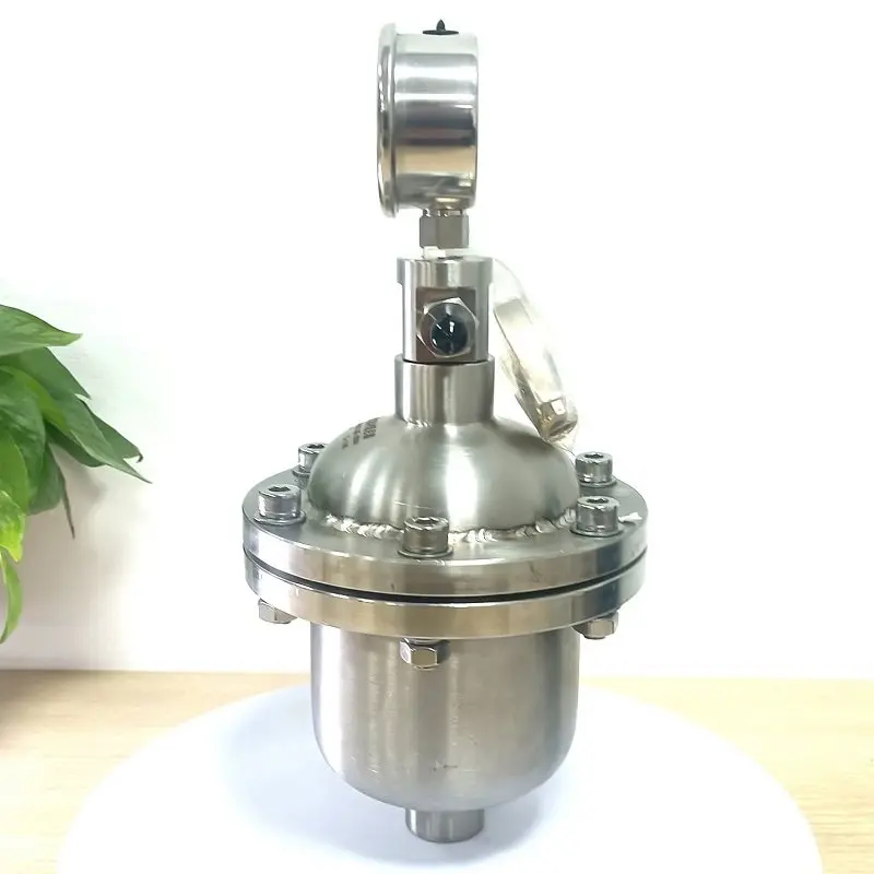 Airbag type pulse damper, pulsating even flow liquid water buffer DN15/20 stainless steel