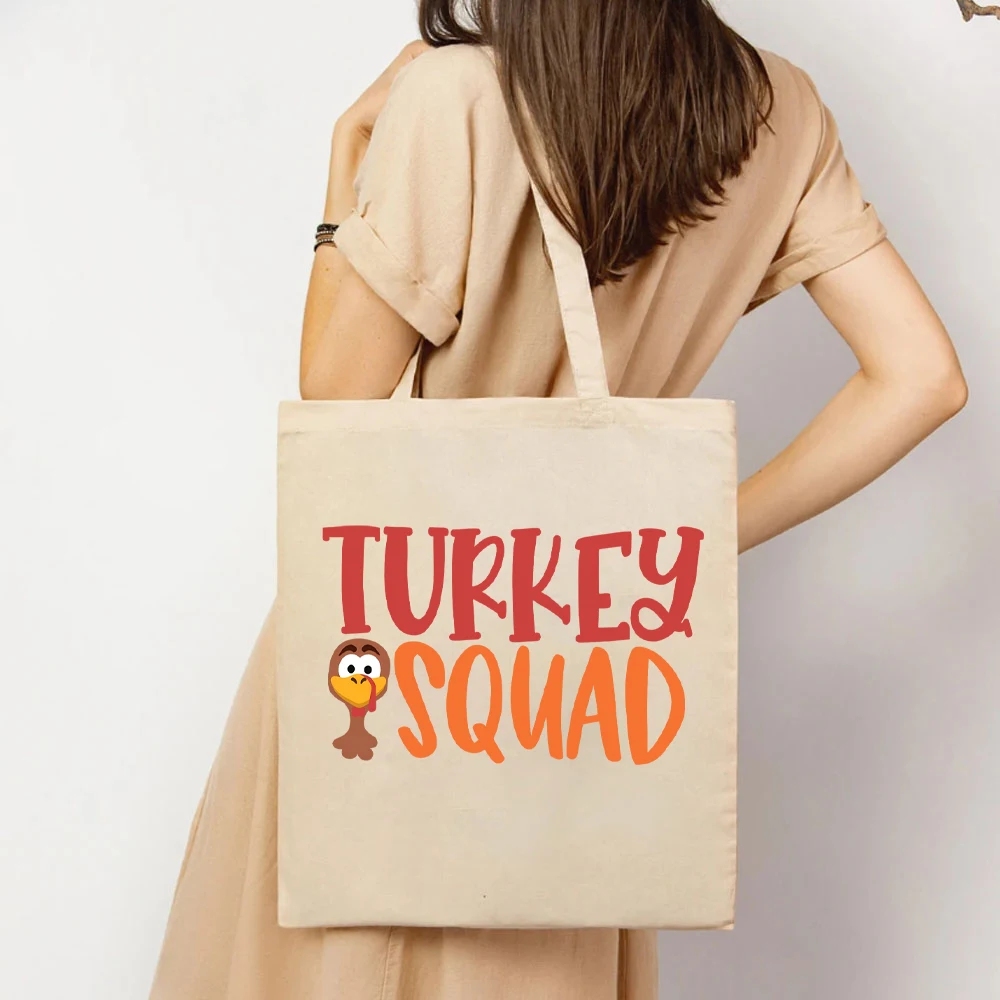 Turkey Squad Women's Handbags Thanksgiving Tote Bag Fall Women's Handbag's Thanksgiving Lady Bags Autumn Bags Thankful Tote Bags