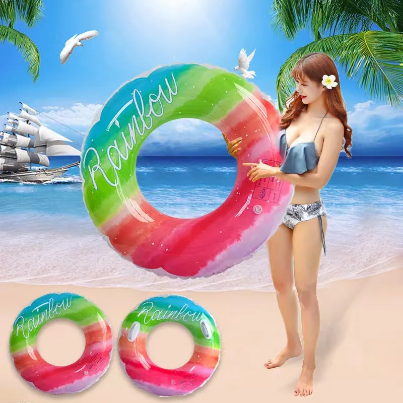 Thickened viral-style kids swimming ring, unisex, random color, 2-pack [Size No.60 Recommended for 20-40 lbs] (air pump not incl