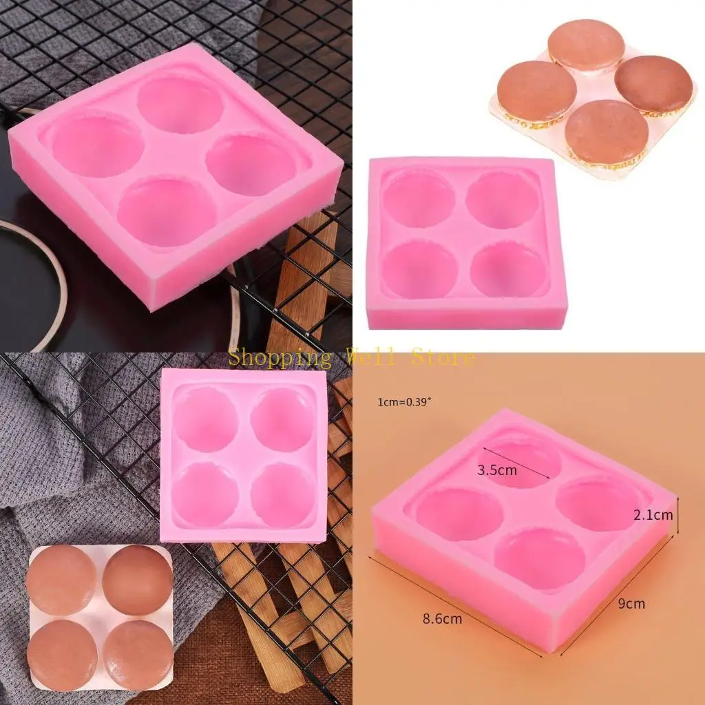 KX4B 4 Cavity Macarons Shaped Silicone Mold Cake Decorating Baking Moulds Material for Home Kitchen Bakery Cookie Decor Tools