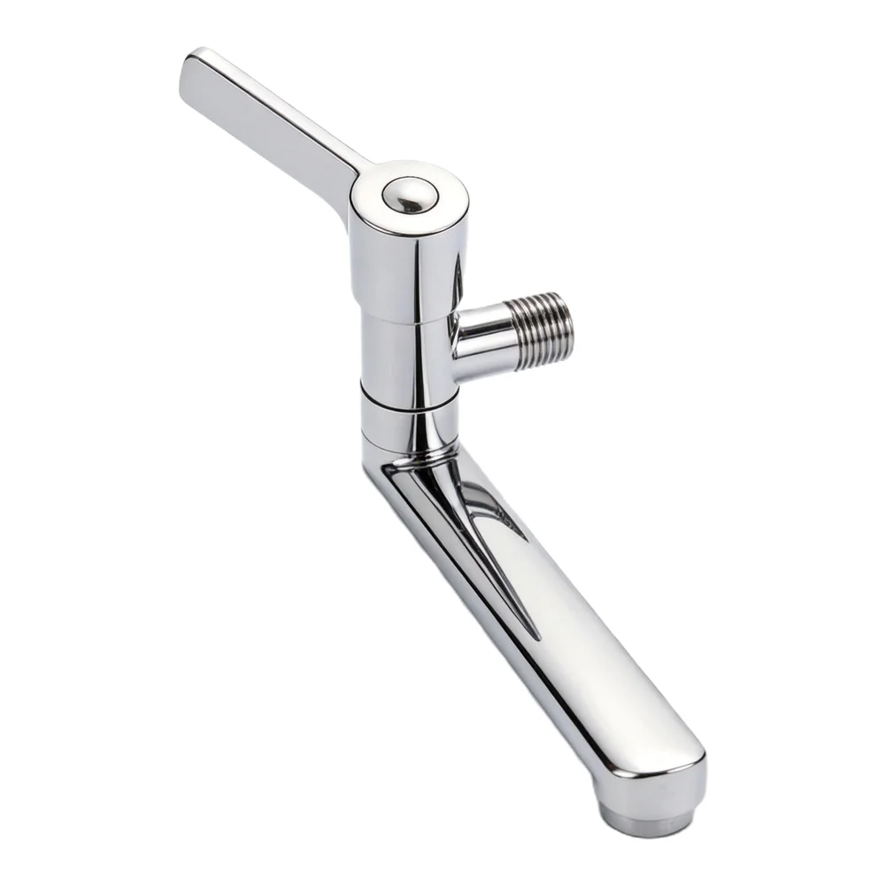 Extended Wall-Mounted Single Handle Cold Kitchen Faucet with 4-Point Rotation for Sink or Pool, 20cm/25cm Stainless Steel Spout