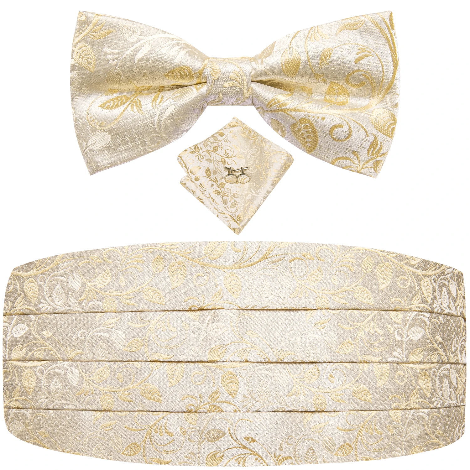 Hi-Tie Silk Mens Cummerbunds Vintage Formal Jacquard Pailey Bowtie Hanky Cufflinks Cummerbund Belt Corset For Male Wedding Prom