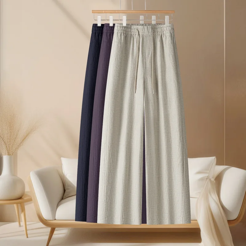 سراويل مريحة للنساء صيفية رفيعة وفضفاضة ومتعددة الاستخدامات ذات أرجل مستقيمة مع سراويل كاجوال ذات تأثير ثنيات #2