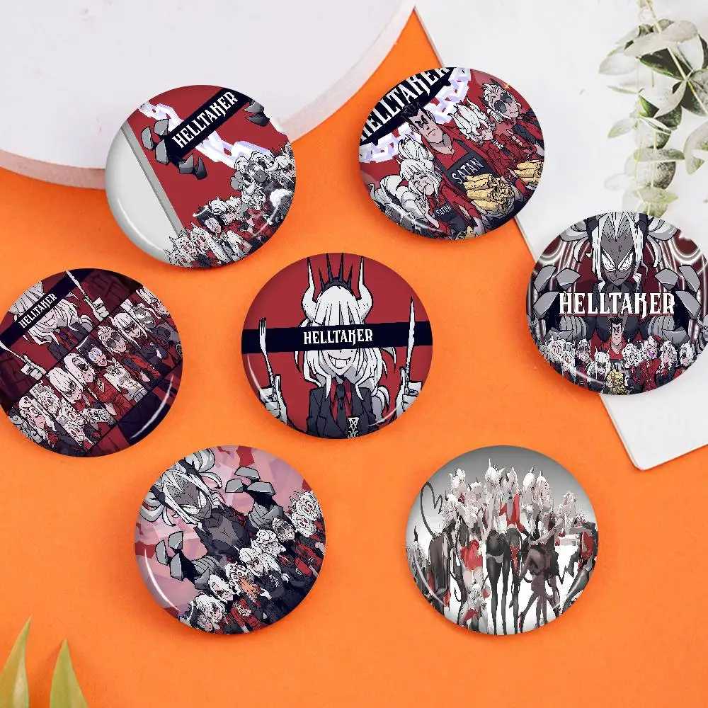 

Забавные значки H-Helltaker Anime 58 мм: милые мультяшные животные, броши для рюкзаков и одежды, подарочный аксессуар