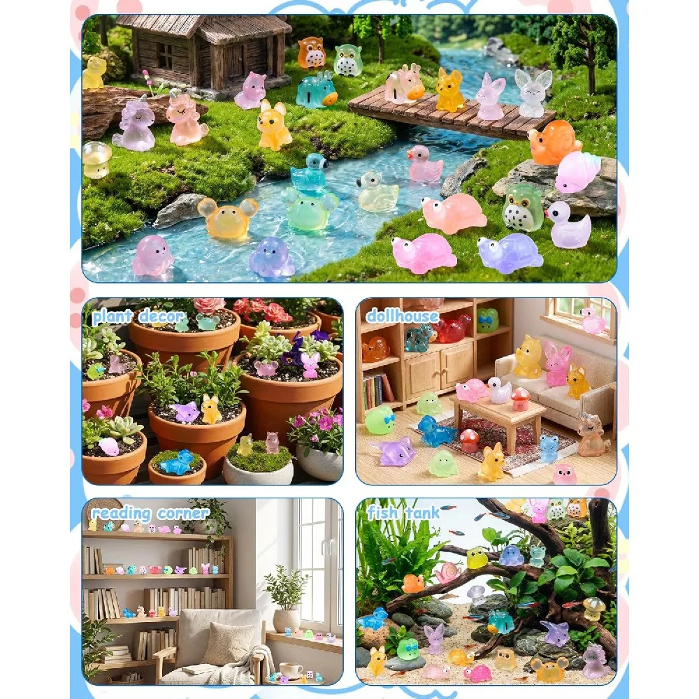 3 Packs 12 Pcs Glow In Dark Mini Animal Mystery Blind Bags, Luminous Tiny Resin Animal Figurines, Night Visible Mini Ornaments for Camping Micro Landscape Night DIY Craft Outdoor Activity Toys