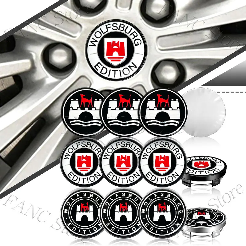 4 шт., 56 мм, эмблема Wolfsburg Edition, центральная крышка ступицы колеса автомобиля, ремонт обода, пылезащитные чехлы, наклейка для VW Golf MK5 Touareg Touran