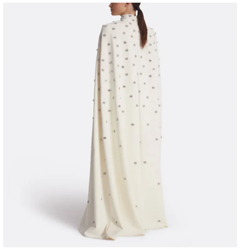 Ivory Luxury Women Dress Muslim Long Evening Dresses 2025 Beading  Designers Elegant  Hight Neck Prom Dresses Customized