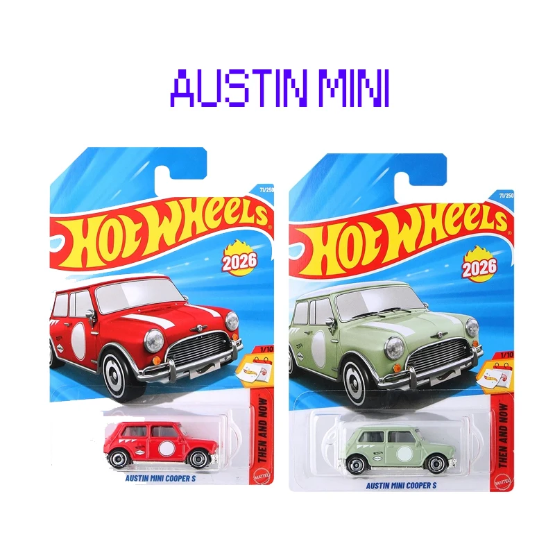 Coche Original Hot Wheels Austin Mini Cooper S, Juguetes a Escala 1/64, Vehículo Fundido a Presión, Colección de Modelos de Aleación Entonces y Ahora, Regalo de Cumpleaños