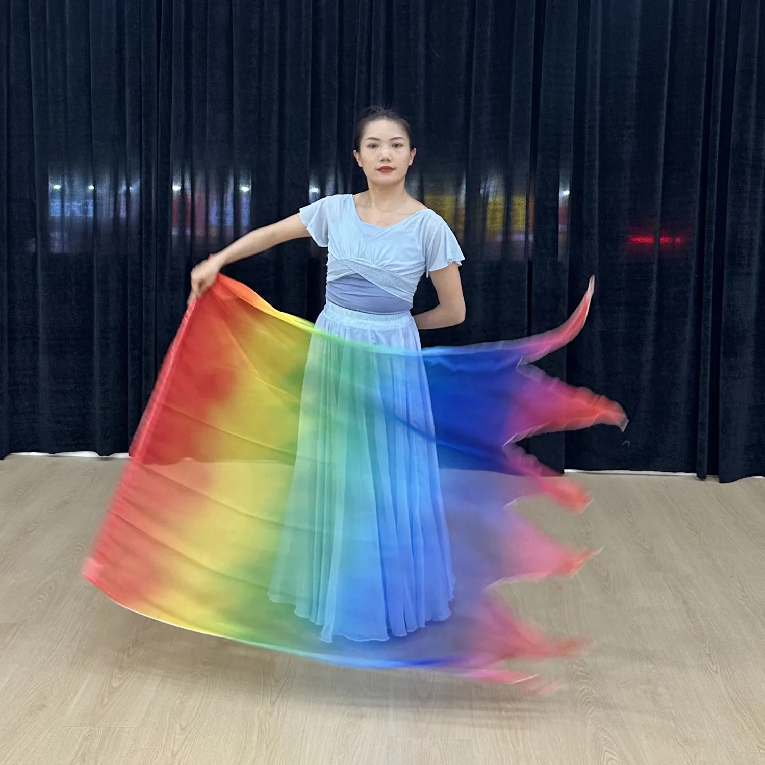 Telescopic Sticks Belly Dance Accessories Props Scalable Rods Multicolor Rectangle Flags Portable Irregular Dance Props