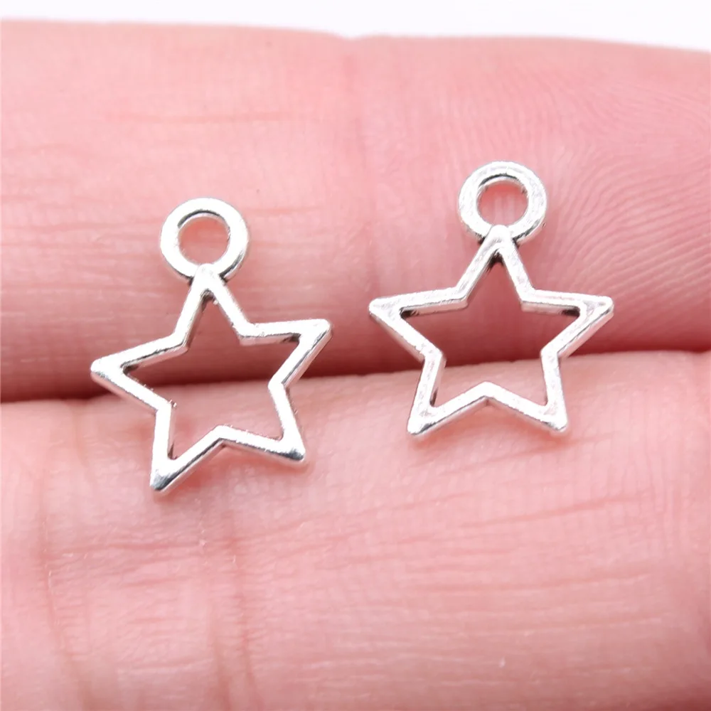 100pcs 14x11mm Alloy Charm Star Hollow out Pendant