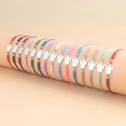 Cute Stainless Steel Little Angel Charm Bracelet Handmade knitting Simple Adjustable Red Rope Bracelets for Women Girl Gif