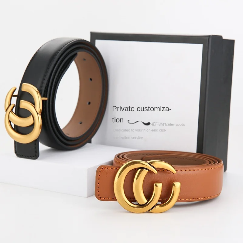 New Women Belt with Genuine Leather Letter Button Head for Everyday Versatile Jeans with Decorative High Grade Women Belt