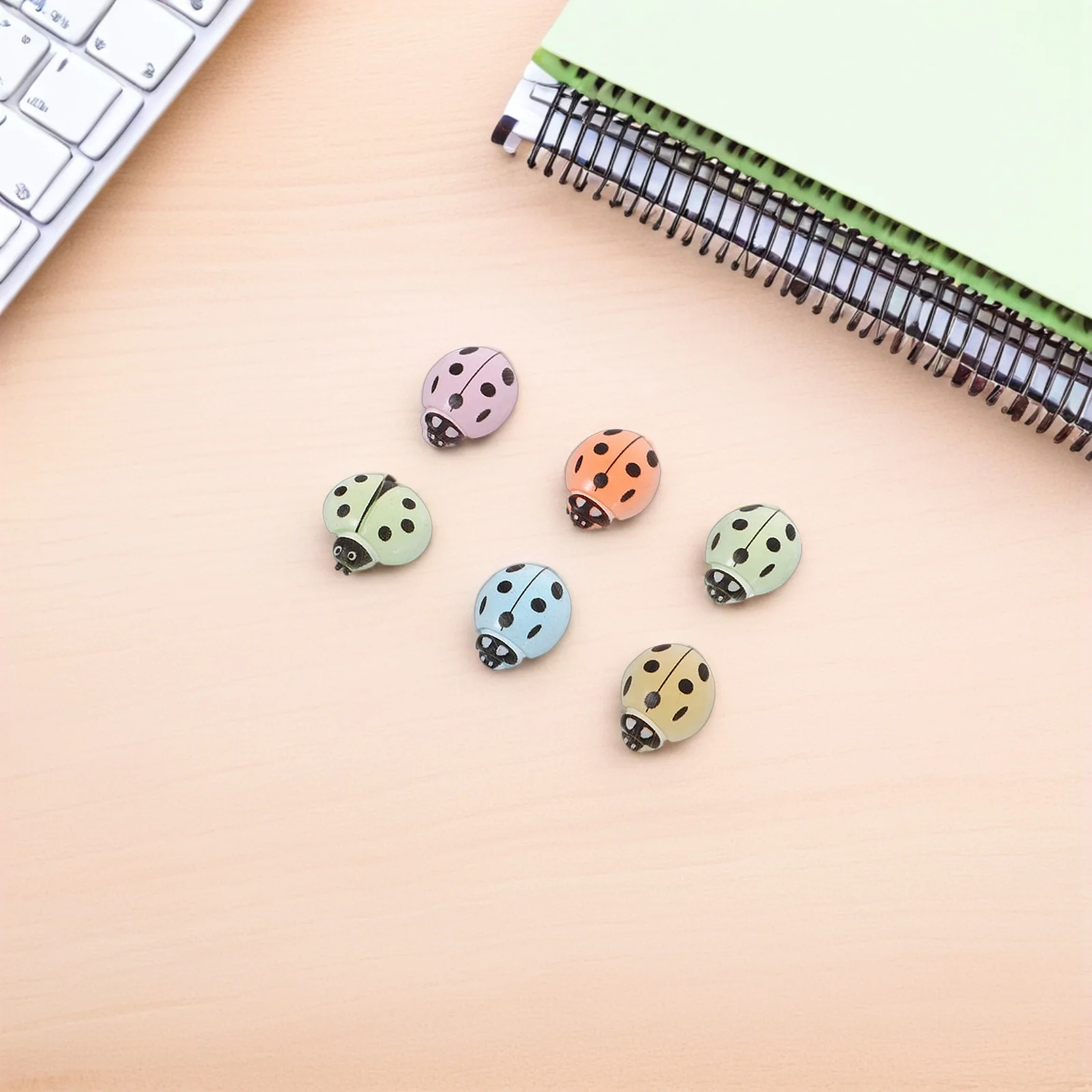 

100Pcs Resin Mini Ladybug Decor Hand-Painted Realistic Design for Tabletop Garden Fairy Landscape Mini Ladybug Figurines