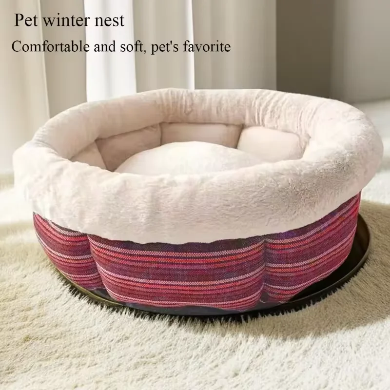 1PC pet winter round nest, comfortable and soft, prevents pets from catching cold, easy to clean, suitable for both cats and dog