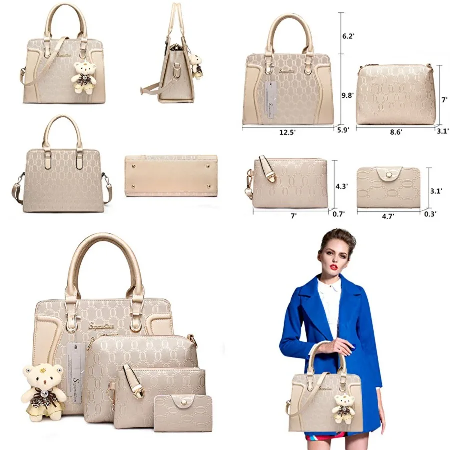 

Women's Fashion Handbags Tote Bags Shoulder Bag Top Handle Satchel Purse Set 4pcs