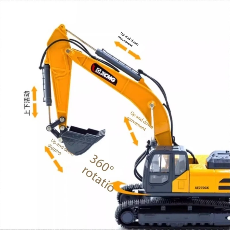 Excavadora XCMG XE270GK a escala 1:40, modelo de vehículo de ingeniería de aleaciones, colección de adornos de recuerdo, regalo de exhibición estática