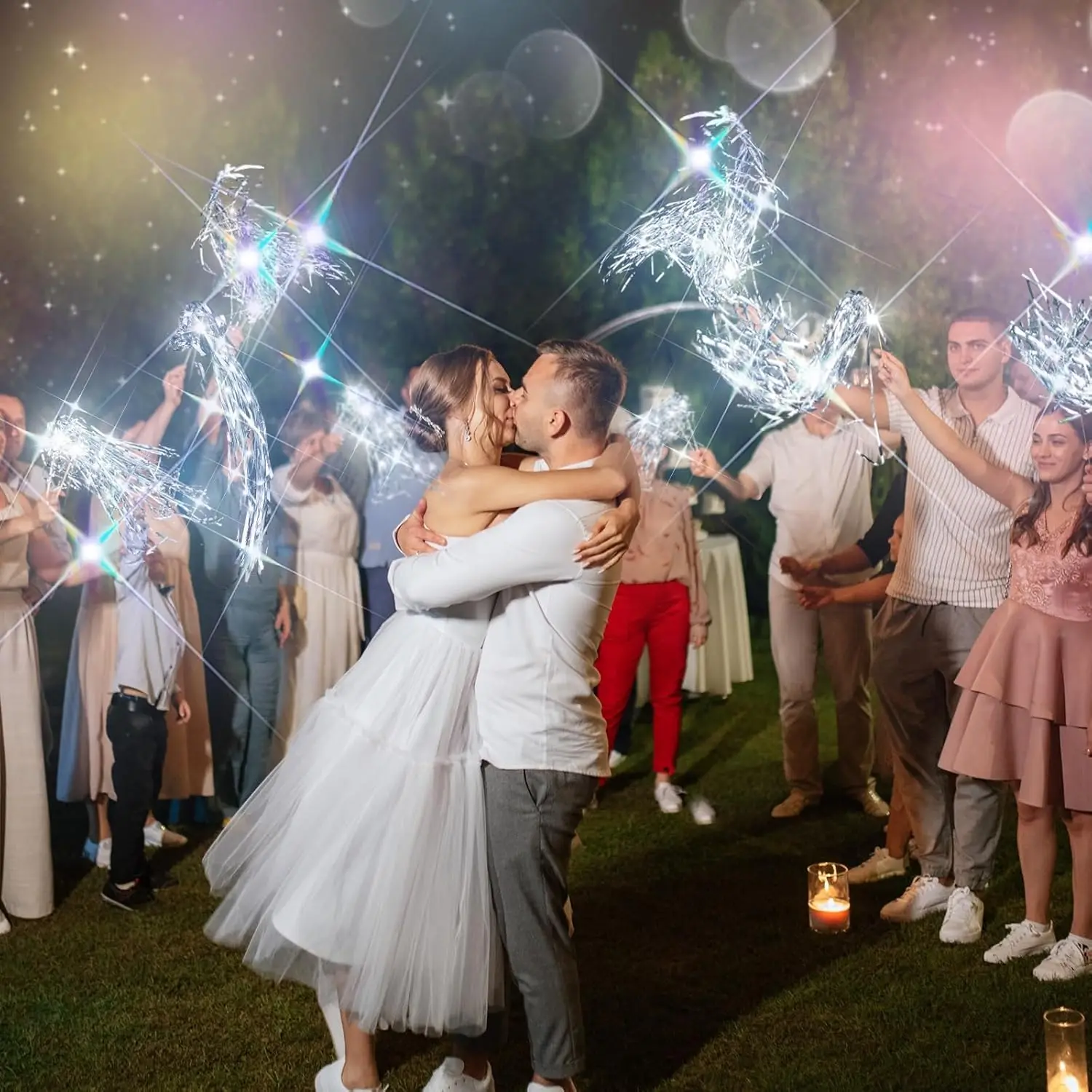 36-200PCS Lighted Wedding Wands LED Tinsel Wedding Wand Light up Wedding Streamers for Baby Shower Birthday Party Favors