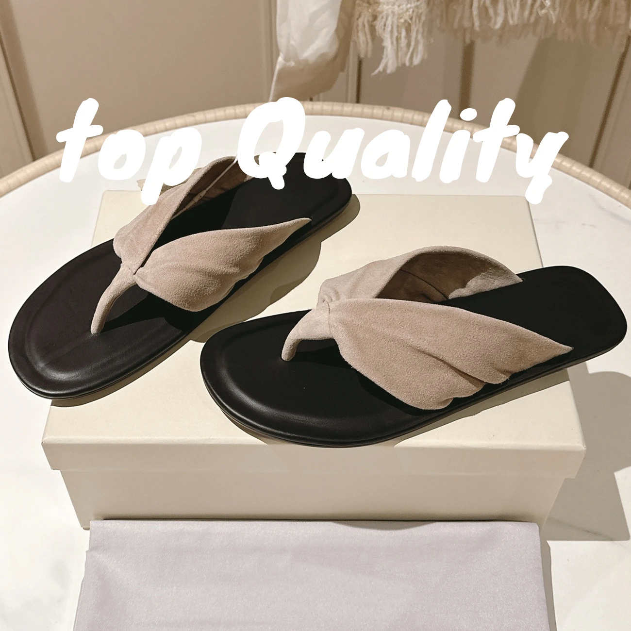

2025 New Women Suede Leather Slides Summer Flat Mules Shoes Woman Daily Casual Comfort Slippers Woman Beach slippers