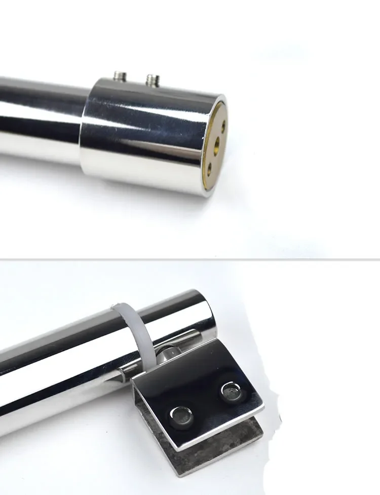 Adjustable Length Stainless Steel Shower Rod Clip Support Bar for Glass Door Bathroom Fixed Accessory Plane Shower Rod