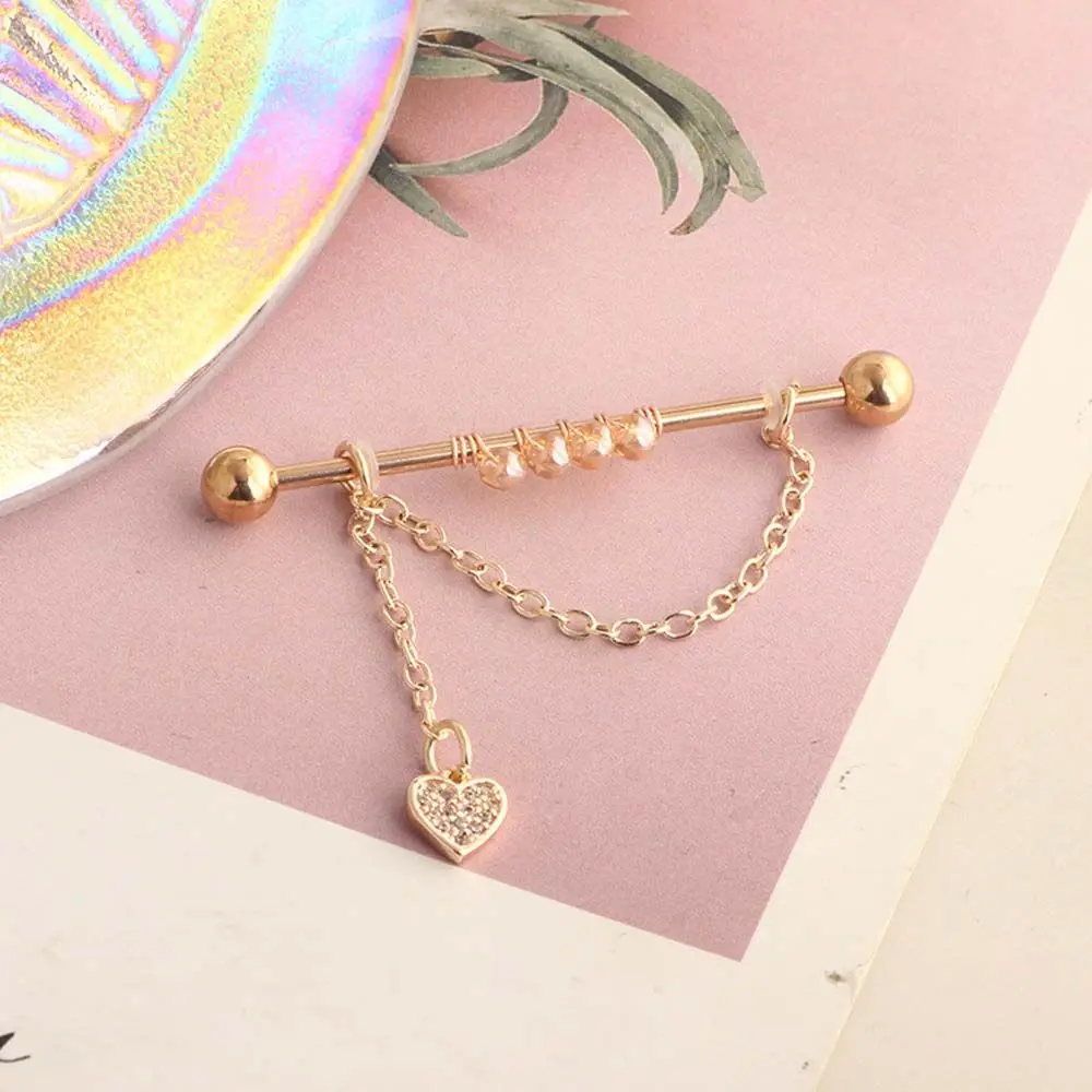 الفتيات هدية الشرير نمط كريستال الحديد أقراط الأذن العظام مربط الغضروف وأقراط طويلة الأذن مربط الصناعية الحديد القرط