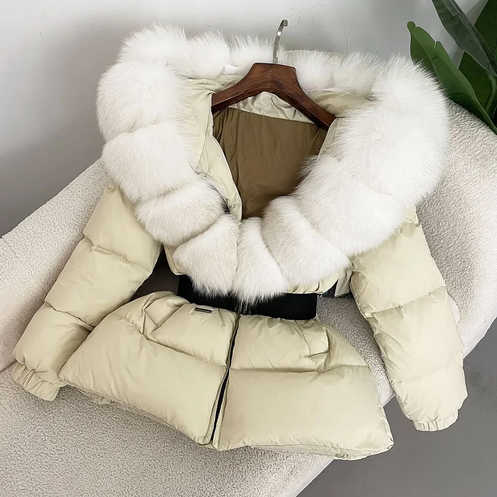 Vrouwen Nieuwe 2025, Winter Puffer Jas Witte Eend Donsjack Echt Vossenbont Capuchon Dikke Warme Vrouwelijke Parka Donsjack Waterdicht