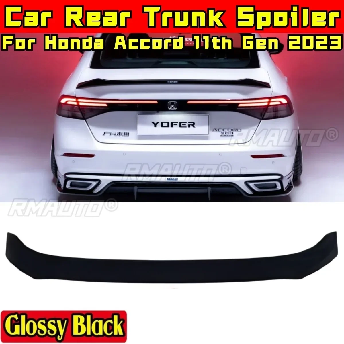 For Honda Accord 11th Gen 2023 Body Kit Rear Spoiler Glossy Black TYPER Style Rear Trunk Spoiler Trunk Wing Car Accessories