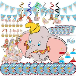 Disney Dumbo Theme Cute Cartoon Disposable Party Supply Honeycomb Paper Straw Cake Flag Happy Birthday Festival Decorate Packing