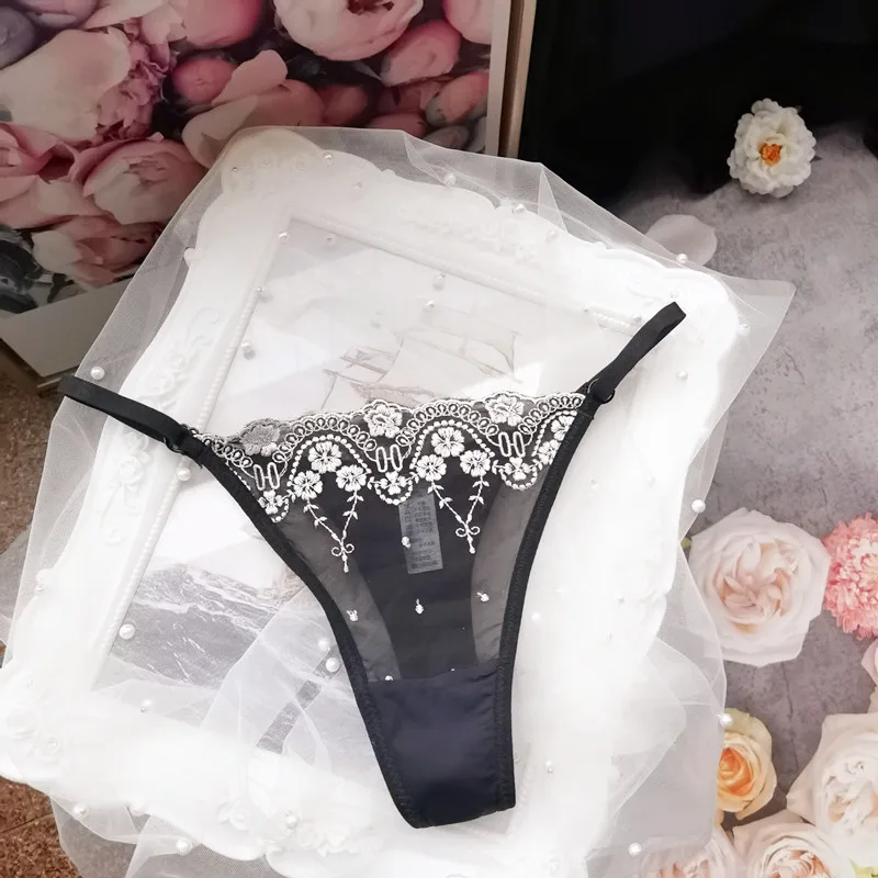 Noble and Elegant Flying Edge Embroidery Lace Up Thin Belt Heavy Craft Chiffon Underwear for Women Sexy WOMEN  Panties