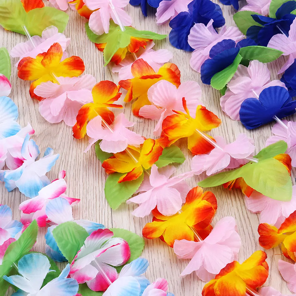 

12 Pcs Garland Ornament Set Hawaiian Dress up Accessories Shirt Tropical Flower Necklace Floral Man