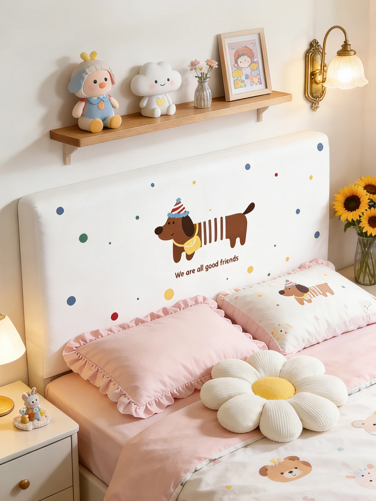 Adorable Cartoon Dustproof Cover Universal Wooden Bed Protector Full Wrap Simple Sle Home Fabric for Autumn Winter New Arrival