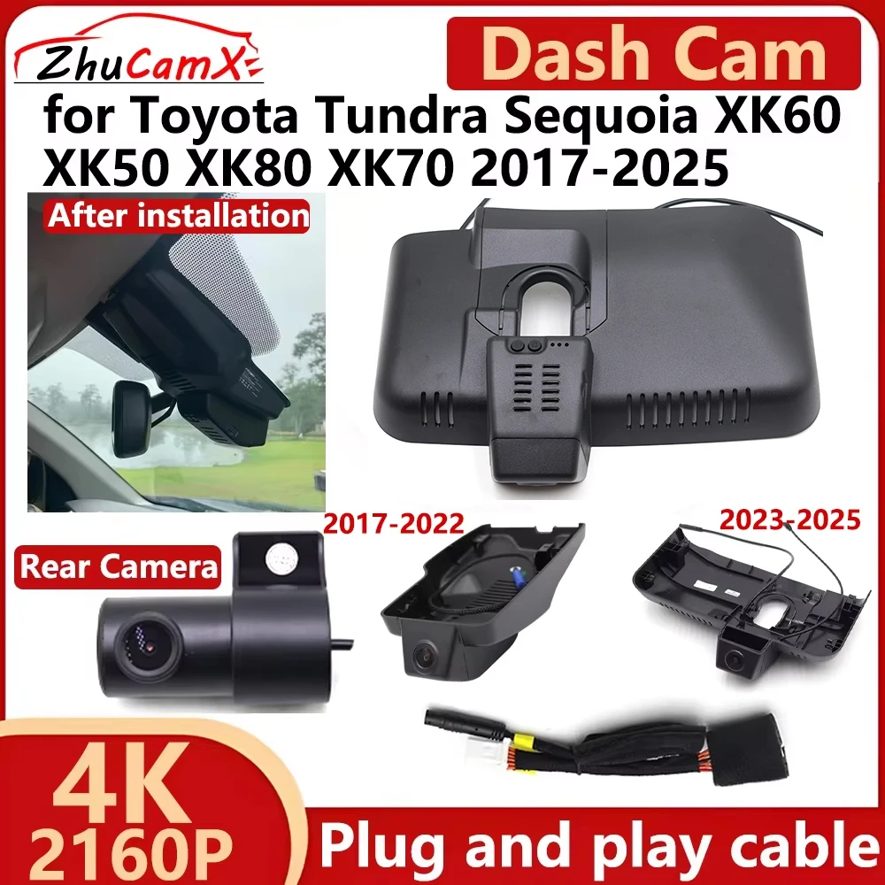 

for Toyota Tundra Sequoia XK60 XK50 XK80 XK70 2017-2025 4K UHD 2160P Car DVR Dash Cam Camera Night Vision Recorder Plug and Play