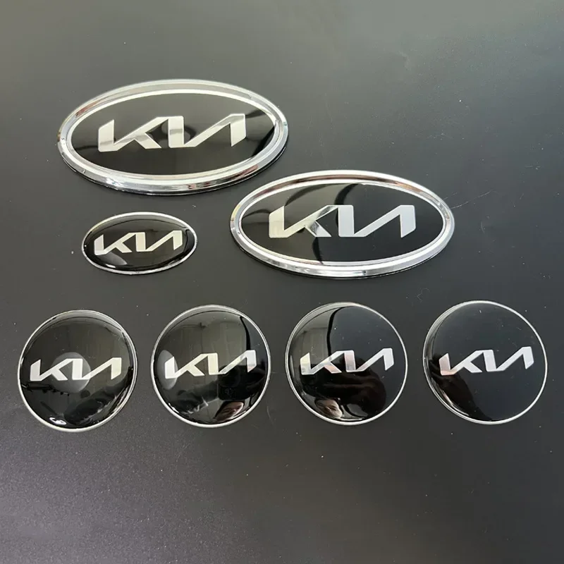 Car Front Rear Emblem Sticker for KIA K2 K3 K4 K5 KX7 Sportage Picanto Sorento Rio Niro Soul Ceed Steering Wheel Rim Logo Decals