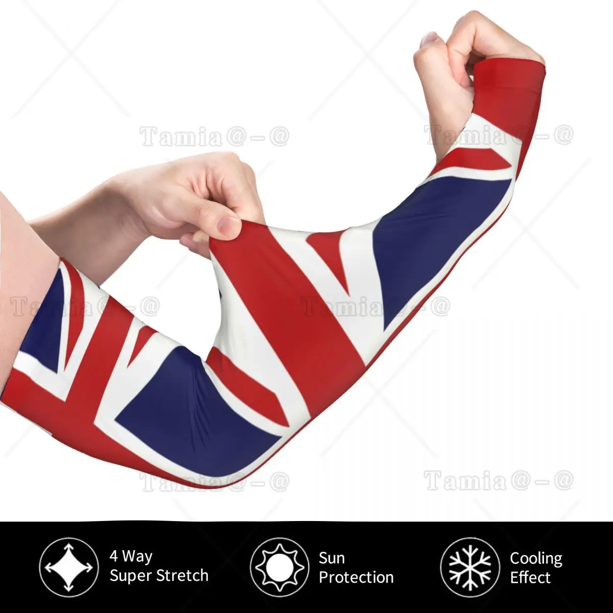 Custom Union Jack Flag Of The UK Sun UV Protection Arm Sleeves Men Women Athletic Sports Tattoo Cover Up for Fishing