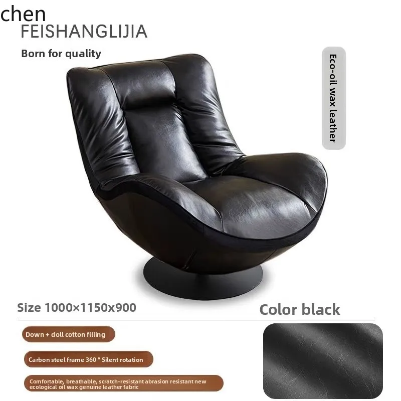 HXL Oil Wax Leather Single Sofa Chair Living Room casual Recliner