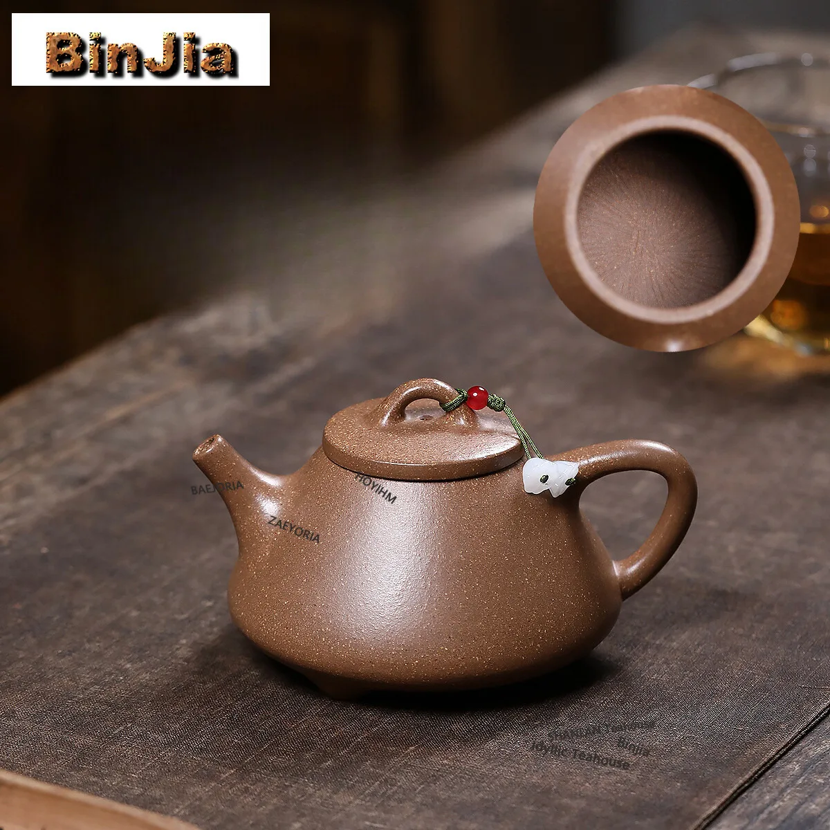BAEJORIA 240ml Yixing Purple Clay Teapots Handmade Stone Scoop Pot Raw Ore Coarse Sand Section Mud Tea Infuser Kettle Zisha Tea