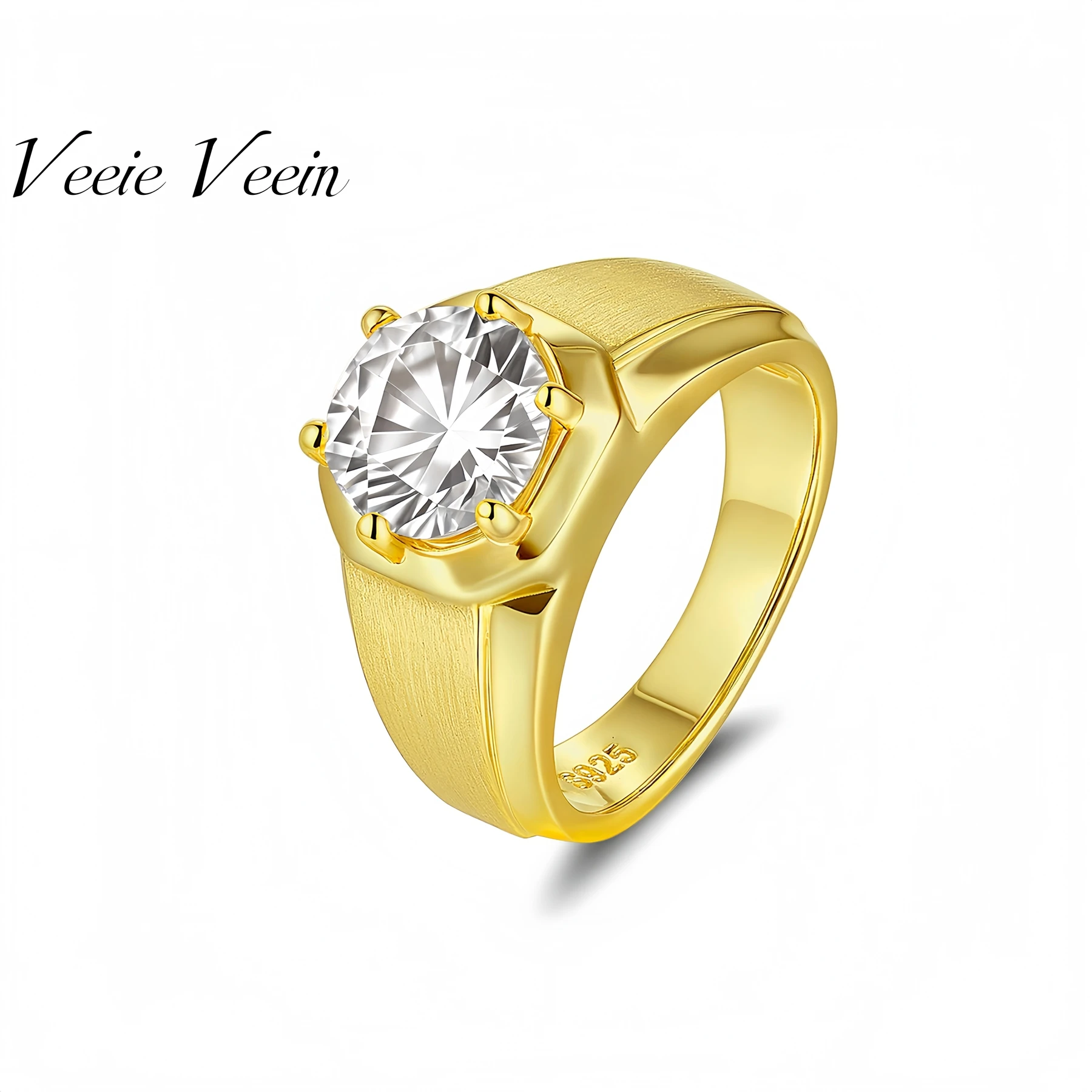 

Роскошный бренд Veeie Veein, кольцо из стерлингового серебра 925 пробы и кольцо с муассанитом, матовый дизайн, который сияет модно