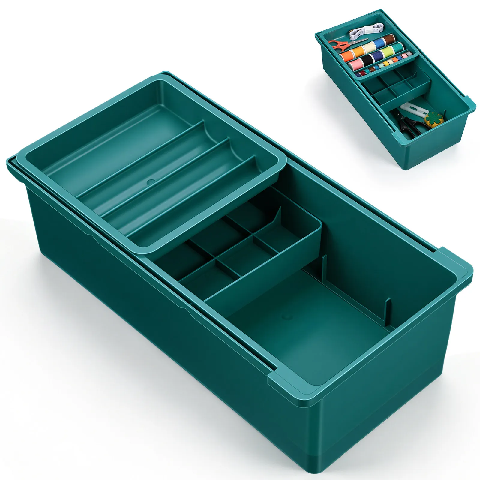 

Three-Layer Under Table Storage Box Desktop Drawer Organizer for Sewing Machines Office Desks Small Studios Plastic Space Saving