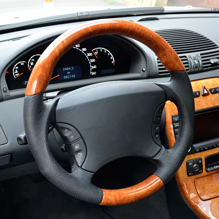 For Mercedes Steering Wheel CL55 AMG W215 & S430 W220 1998-2006 Custom Walnut Wood Gray Leather