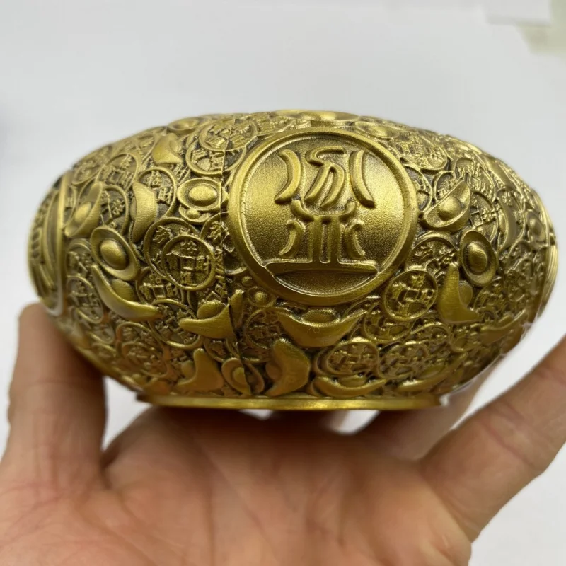 Twelve Zodiac Ingot Treasure Bowl Brass Wealth-Attracting Golden Eight Directions of Wealth Household Ornament