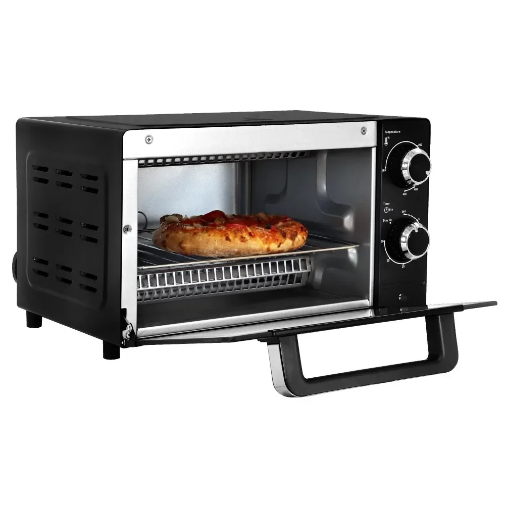 

Total Chef 4 Slice Toaster Oven 1000W Convection Oven Compact Baking Toasting Rack, Black