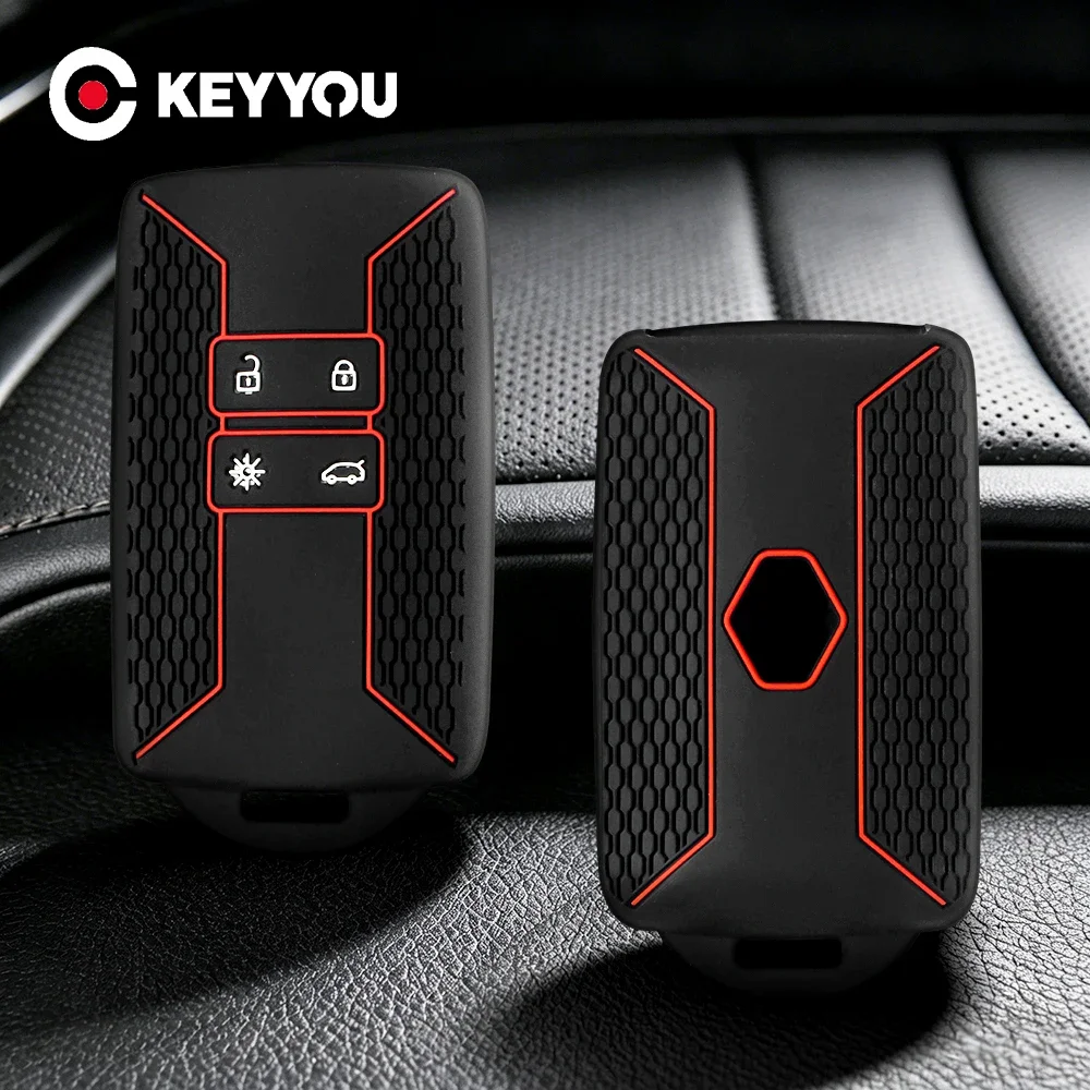 KEYYOU Silicone Car Key Case For Dacia Duster Logan 3 Jogger Sandero For Renault Clio 5 Megane 4 Zoe Kadjar Captur Arkana Koleos