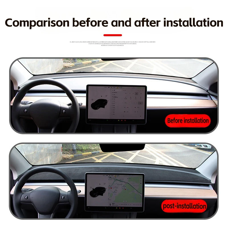 Voor Tesla Model 3 Highland 2024 Dashboard Cover Pad Zonnescherm Beschermer Anti-uv Dash Mat Zonwering Anti-Slip Flanel Nieuw Model Y